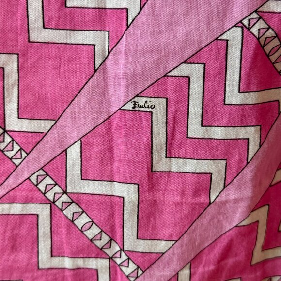 70s Emilio Pucci Pink Geometric Button Up Cotton Blouse Vintage Shirt 14 - Picture 3 of 5
